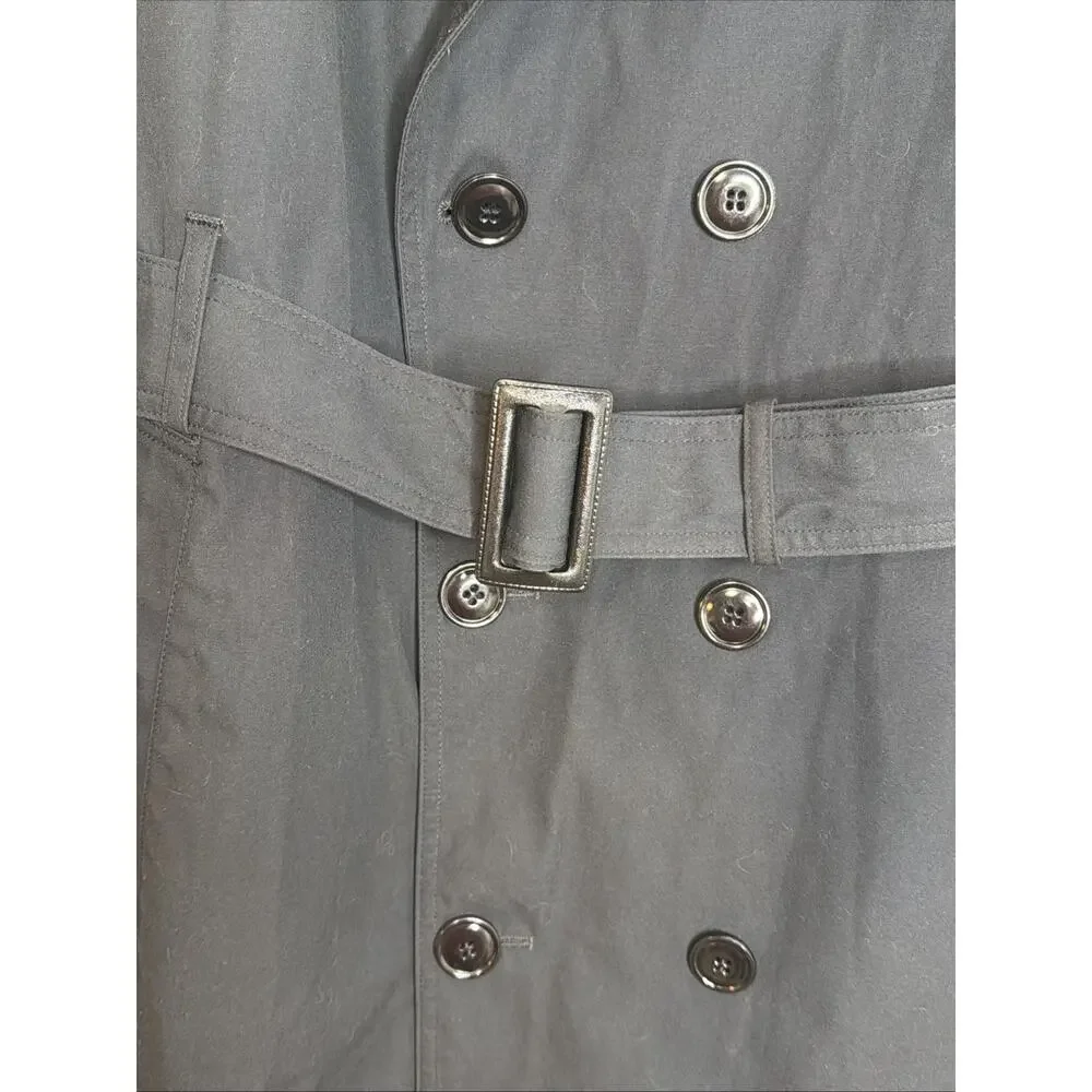 Men's Black Trench Coat 42S Double Breasted Removable Zip Liner All Weather Coat